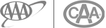 The image shows two gray logos: one with "AAA" and the other with "CAA," both enclosed in circles.